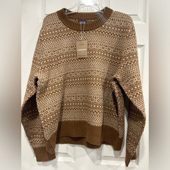 Patagonia Women's L Large Recycled Wool-Blend Crewneck Sweater Brown NWT Cozy - Picture 1 of 12